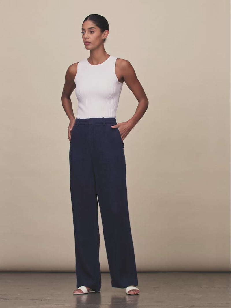 women's straight blue pants