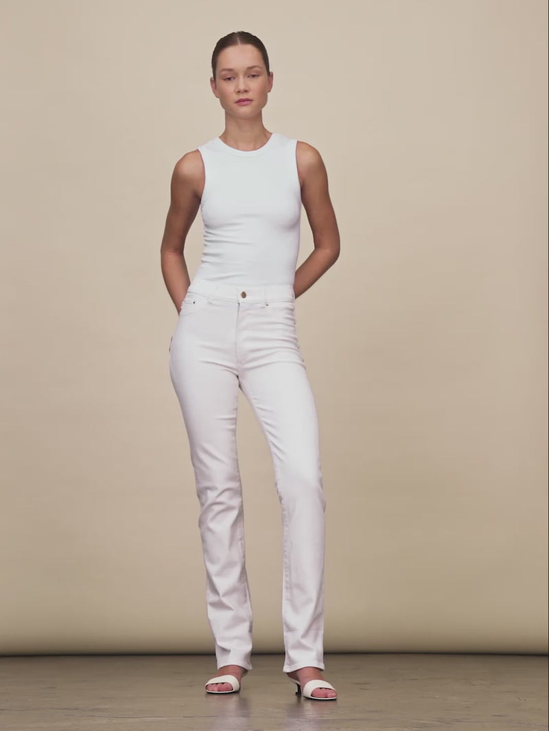 women's straight white jean